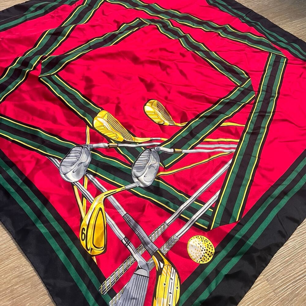 Preppy Golf Club Silk Style Square Scarf